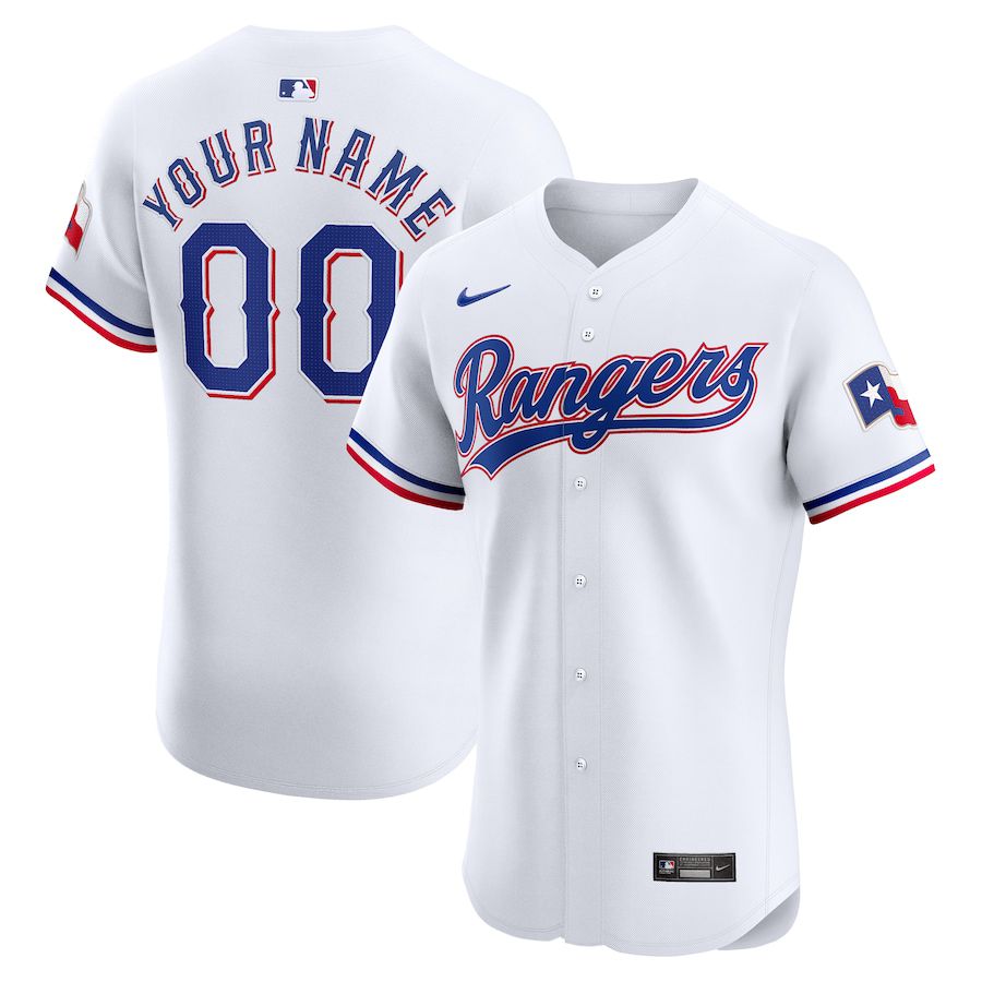 Men Texas Rangers Nike White Home Elite Custom MLB Jersey->women nfl jersey->Women Jersey